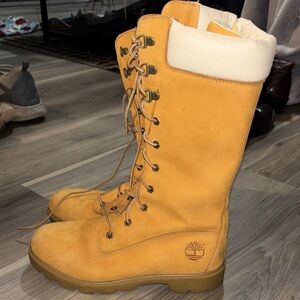 Timberland Women’s Premium 14" Tall Waterproof Lace Up Boots Wheat Sz 5